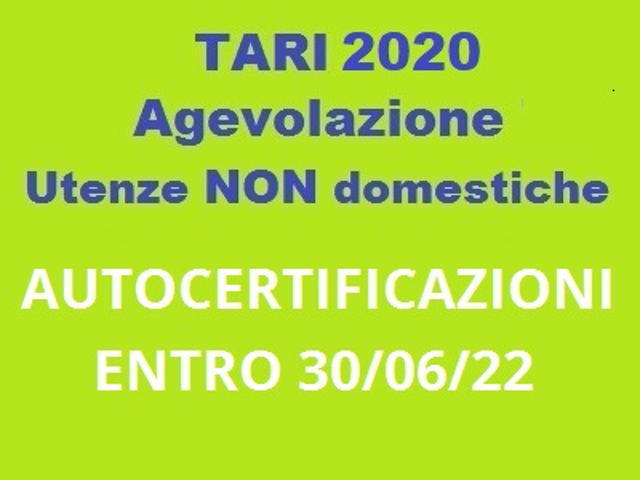 TARI 2020 utenze non domestiche agevolazioni Covid 19 entro 30.06.22